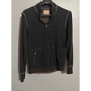 Jeremiah Raw Edge Quarter Zip‎ Black Heather Sz Small
